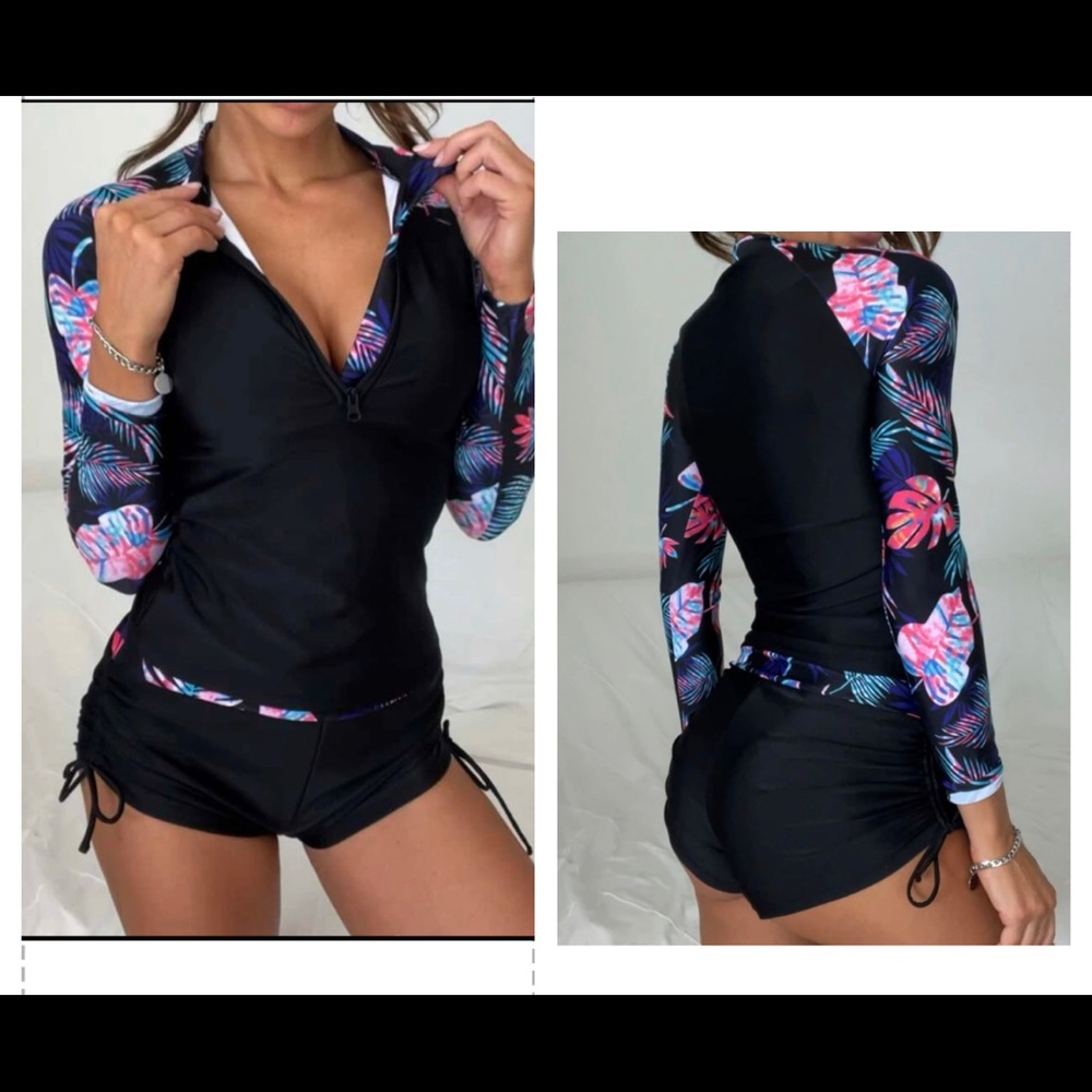 Women Two Piece Rash Guard Long Sleeve Swimsuits